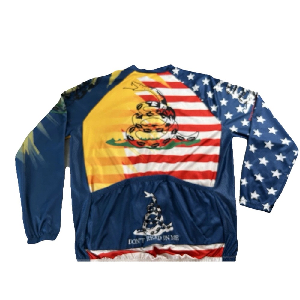 Men Cycling Jersey Don't Tread on Me Long‎ Sleeve US Flag Sz 4XL